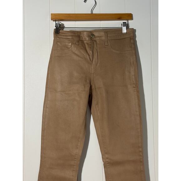 L’Agence · 28 · Selma Coated High-Rise Pants · Cappuccino Stretch Cotton Blend - Picture 2 of 9